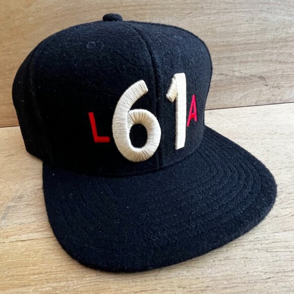FRED SEGAL LA 61 MELTON WOOL MITCHELL & NESS FITTED 7 3/8 HAT Black NEW - Picture 1 of 4